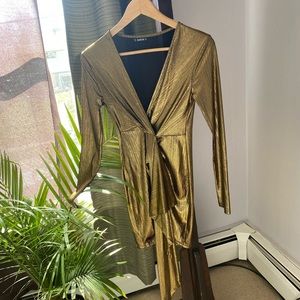 Metallic gold prom dress